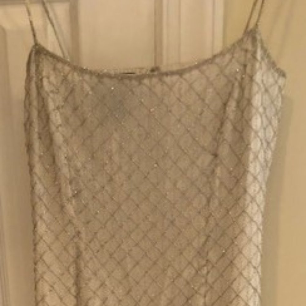 NEW Chaudry cream/gold beaded silk maxi dress